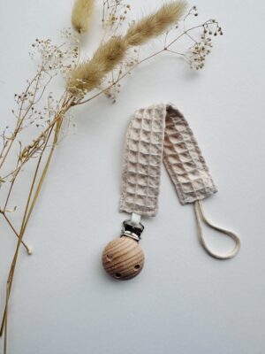 Waffle Pacifier Clip - Beige