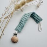 Waffle Pacifier Clip - Blue Green