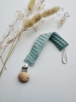 Waffle Pacifier Clip - Blue Green
