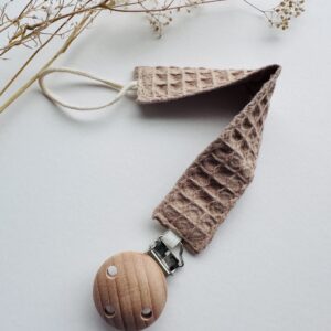 Waffle Pacifier Clip - Tan
