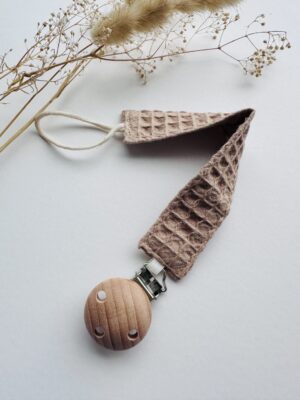 Waffle Pacifier Clip - Tan