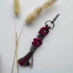 Burgundy Floral Macrame Keychain