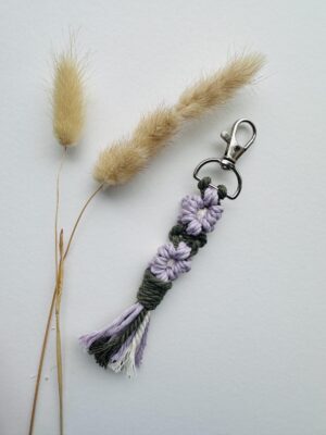 Lilac Floral Macrame Keychain