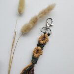 Mustard Floral Macrame Keychain