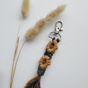 Mustard Floral Macrame Keychain