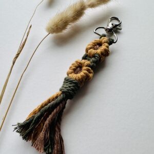 Mustard Floral Macrame Keychain