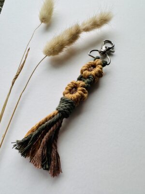 Mustard Floral Macrame Keychain