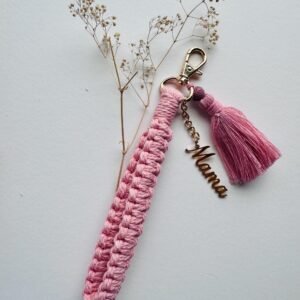 Mama Blush Pink Tassle Macrame Keychain