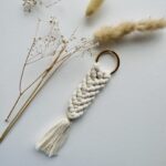 Beige Macrame Keychain