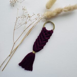 Burgundy Macrame Keychain