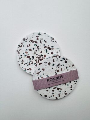 White & Browns Terrazzo Coaster