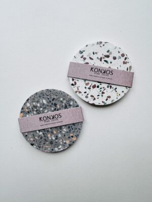 White & Browns Terrazzo Coaster