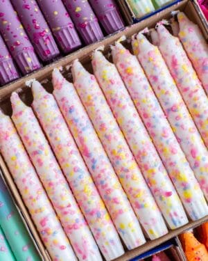 Rainbow Confetti Taper Candle - Image 4