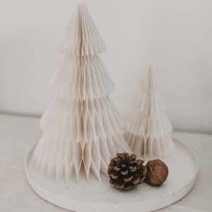 Papieren Kerstbomen (wit; set van 2)